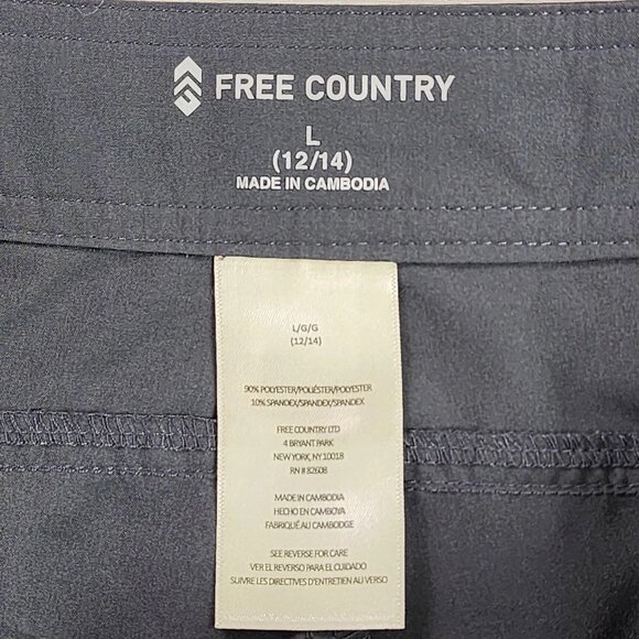 Free Country Bermuda Board Shorts Womens Large Shadow Gray Quick Dry UPF 50 Swim - Picture 10 of 11